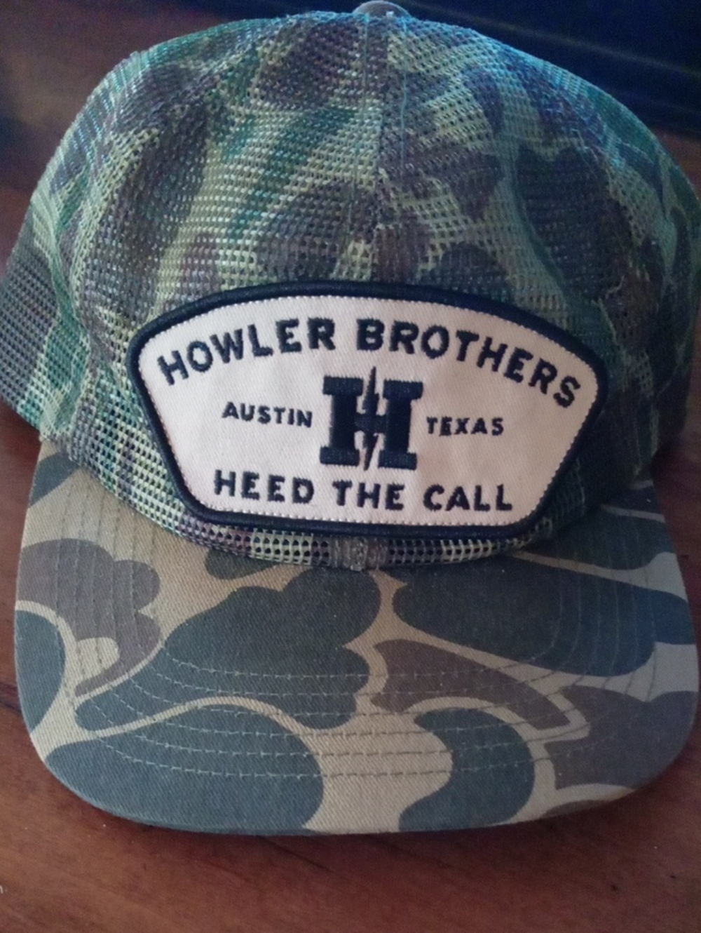 Howler Brothers Green Camo Mesh Trucker Hat with Patch